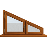 Деревянное окно – трапеция из лиственницы Модель 115 Светлый дуб